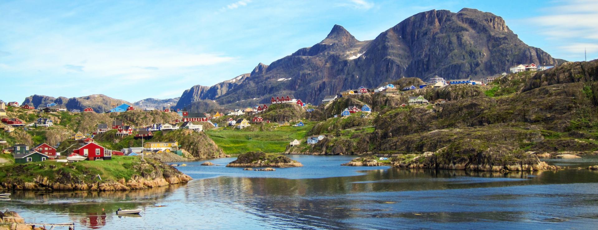 Icebergs floating in the waters near Sisimiut's coastline. 